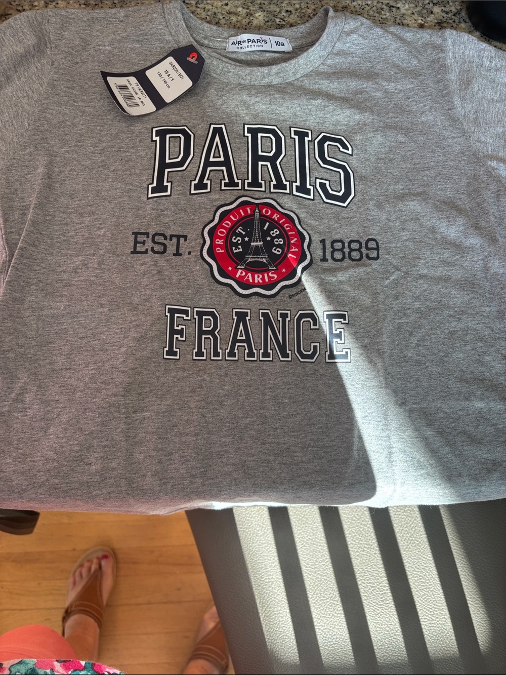 Kids Gray 'Paris France' Short Sleeve Tee